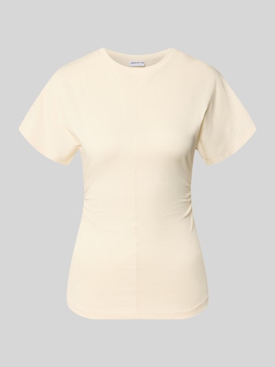 Produktfoto, T-Shirt aus Baumwolle mit Rundhalsausschnitt von Jake*s Casual in Creme, Slim-Fit, Teilungsnaht, Rückenlänge 61 cm bei Größe S
