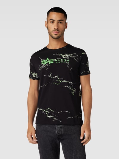 Alpha Industries T-shirt met labelprint Metallic zwart - 4