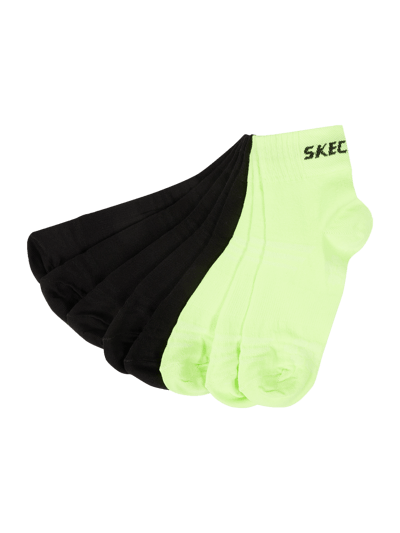 SKECHERS Sneakersokken met ingeweven labeldetails in een set van 5 paar Neongeel gemêleerd - 1
