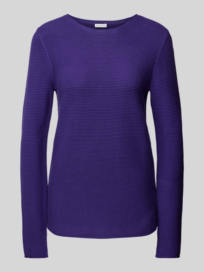 Tom Tailor Regular Fit Strickpullover aus reiner Baumwolle mit gerollten Abschlüssen Violett 2