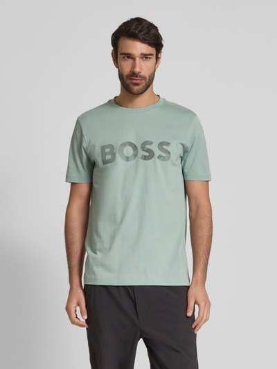 BOSS Green T-shirt met logoprint en ronde hals Mintgroen - 4