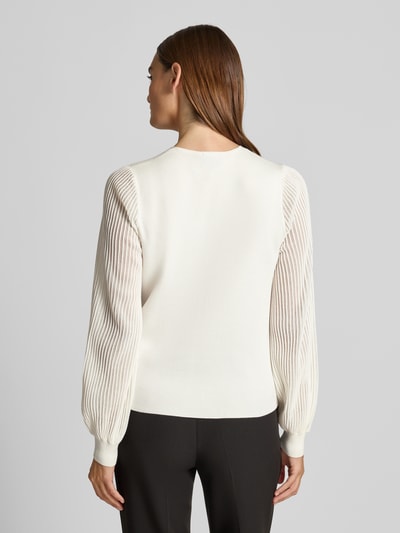 s.Oliver BLACK LABEL Regular Fit Pullover aus Viskose-Mix mit semitransparenten Ärmeln Offwhite 5
