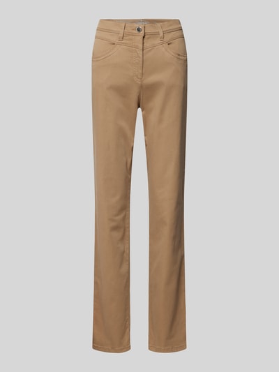 Raphaela By Brax Regular fit broek met riemlussen, model 'Laura New' Camel - 2