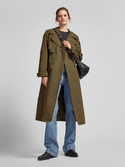 Pepe Jeans Trenchcoat met strikceintuur, model 'BIANCA' Olijfgroen - 1