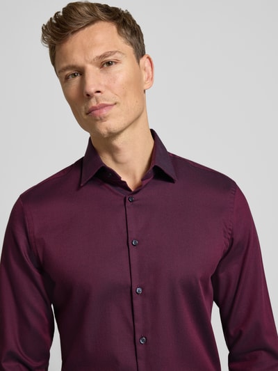 Jake*s Koszula biznesowa o kroju slim fit z bawełny z kołnierzykiem typu kent Bordowy 3