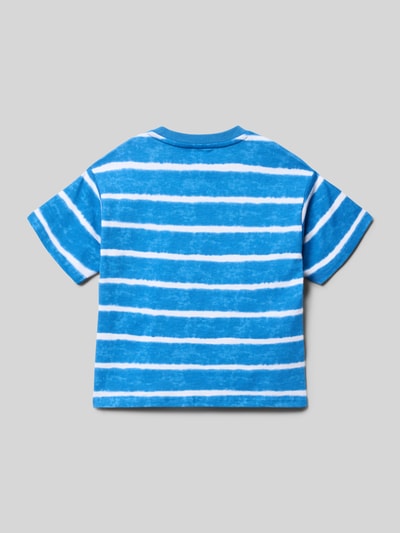 Produktfoto, Regular Fit T-Shirt mit Motiv-Print von Mayoral, Kinder T-Shirt aus reiner Baumwolle mit weißen Streifen, Rundhalsausschnitt, Rückenlänge 46 cm bei Größe 116.