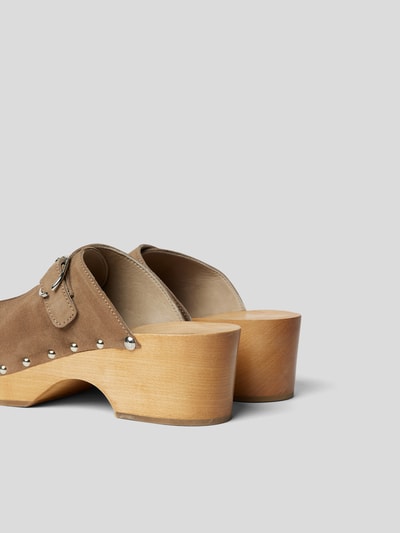 Paco Rabanne Clogs mit Blockabsatz Beige 3