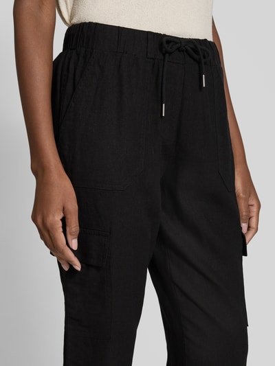 FREE/QUENT Tapered Fit Leinenhose mit Cargotaschen Modell 'Lava' Black 3