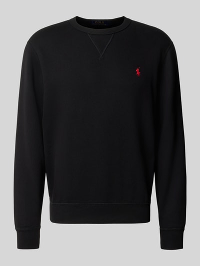 Productfoto, zwart regular fit sweatshirt van katoenmix met rood logo, Heren sweatshirt van Polo Ralph Lauren