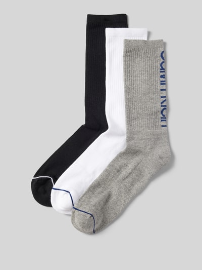 CK Calvin Klein Socken mit Label-Print im 3er-Pack Mittelgrau Melange 1