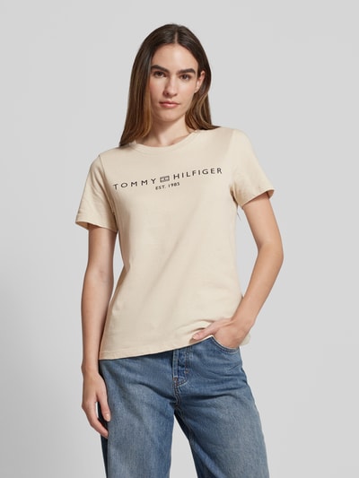 Tommy Hilfiger T-shirt met labelprint Beige - 4