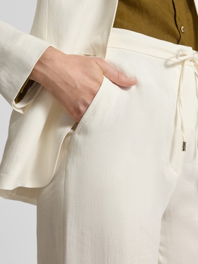 Max Mara Studio Relaxed Fit Leinenhose mit Allover-Muster Modell 'FONTE' Offwhite 3