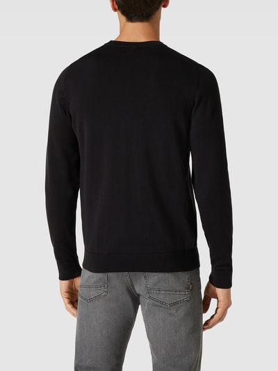 HUGO Gebreide pullover met labelstitching, model 'Cassius' Zwart - 5