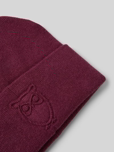 Knowledge Cotton Apparel Beanie mit Label-Detail Bordeaux 2