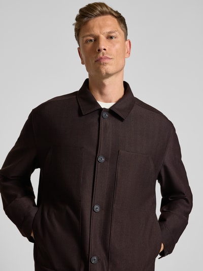 HUGO Kurtka koszulowa o kroju slim fit z dodatkiem żywej wełny Średniobrązowy 3