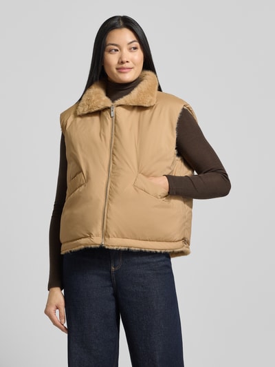 Someday Relaxed Fit Weste aus Kunstfell Modell 'Vaari' Sand 6