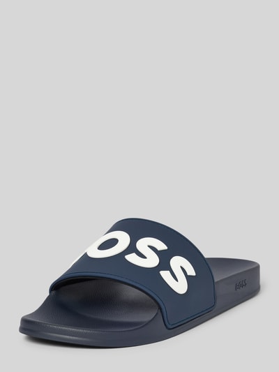 BOSS Slippers met labelprint, model 'Kirk' Donkerblauw - 1