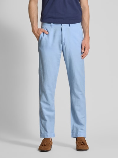 Polo Ralph Lauren Regular Fit Leinenhose mit Knopf- und Reißverschluss Hellblau 4