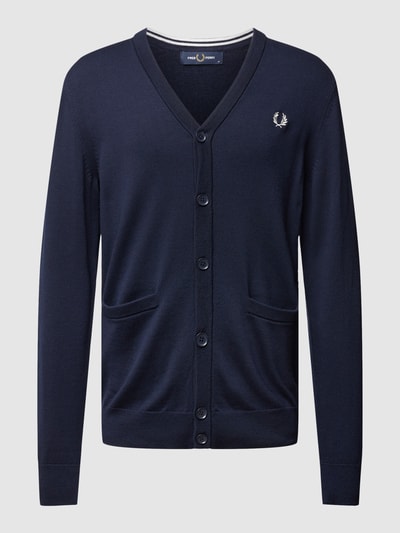 Fred Perry Gebreid vest met labelstitching Donkerblauw - 2