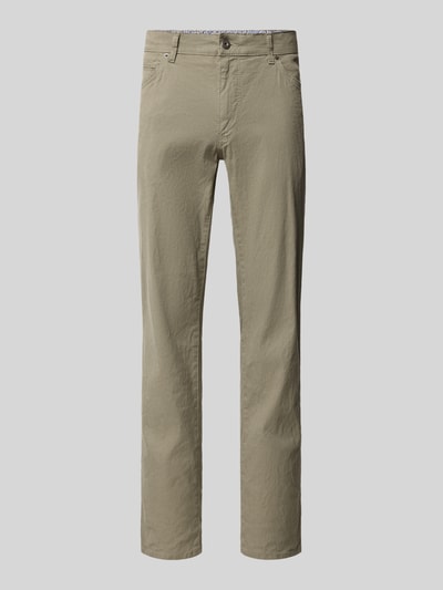 Brax Regular Fit Stoffhose aus Baumwoll-Leinen-Mix Modell 'CADIZ' Oliv 2