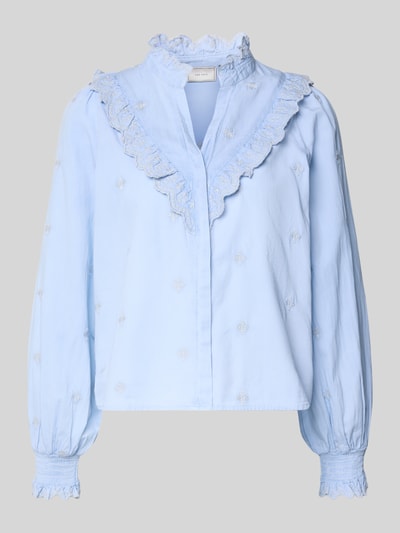 Neo Noir Regular fit blouse met ruches, model 'Degas' Lichtblauw - 2