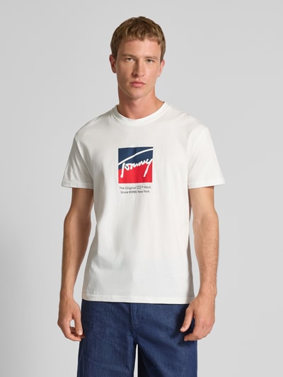 Tommy Jeans Regular Fit T-Shirt aus reiner Baumwolle Offwhite 4
