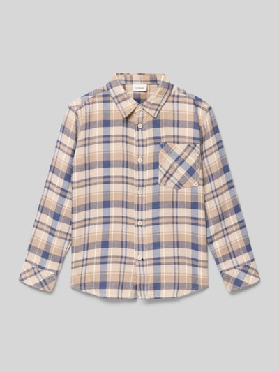 s.Oliver RED LABEL Regular fit vrijetijdsoverhemd van een mix van katoen en viscose Beige - 1