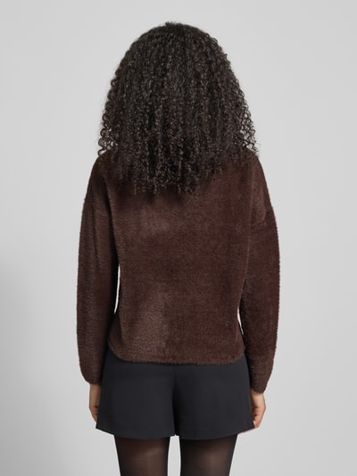 s.Oliver BLACK LABEL Relaxed fit pullover met viscose Donkerbruin - 5