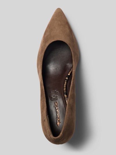 Produktfoto, Pumps in velourslook van Tamaris in bruin, smalle punt, zachte textuur, Dames Pumps van Tamaris