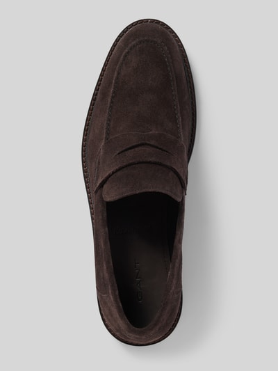 Productfoto, Loafer uit echt leer model 'Lozham' van Gant, bruin suède-look, afgeronde vorm, gladde zool, maat 44: hakhoogte 2 cm, schachthoogte 7 cm, schachtwijdte 12 cm