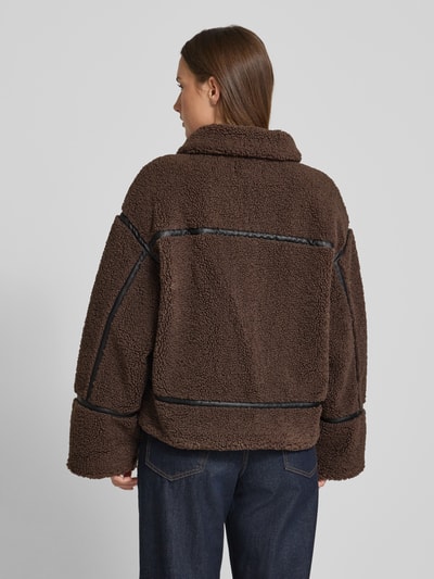 Jake*s Casual Teddyfell Jacke mit Stehkragen Dunkelbraun 5