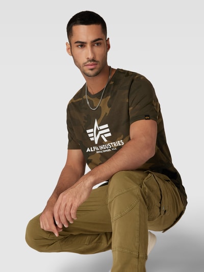 Alpha Industries T-Shirt mit Allover-Muster Modell 'BASIC' Oliv 3
