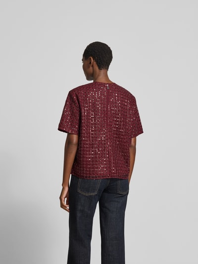 ROTATE T-Shirt mit Paillettenbesatz Bordeaux 5