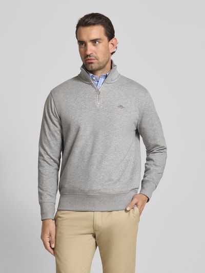 Gant Regular Fit Sweatshirt mit Troyer-Kragen Hellgrau 4