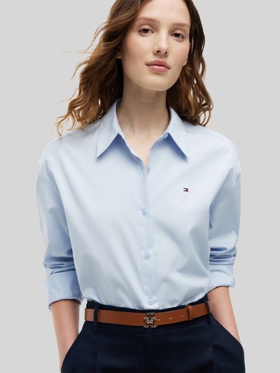Tommy Hilfiger Regular Fit Langarmbluse aus reiner Baumwolle Hellblau 3
