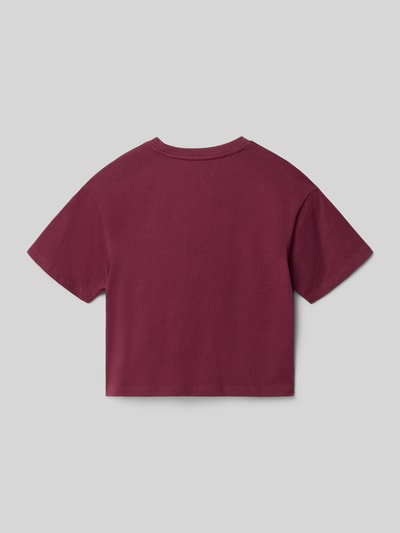 Produktfoto, Regular Fit T-Shirt mit Logo-Stitching von Abercrombie&Fitch in Bordeaux, Baumwoll-Mix, Rundhalsausschnitt, Rückansicht