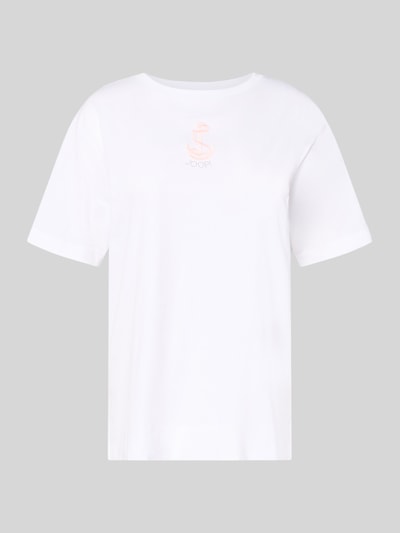 Produktfoto, weißes T-Shirt mit Rundhalsausschnitt und Stitching Modell 'Tino' von JOOP!, reine Baumwolle, Regular Fit, glatte Textur