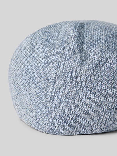Produktfoto, Schiebermütze aus Leinen-Mix Modell 'Gatsby' von Müller Headwear mit blau-weißem Strukturmuster und teilelastischem Bund