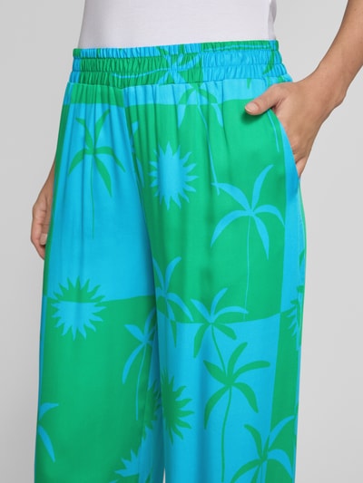 Milano Italy Straight leg stoffen broek met elastische band Bleu - 3