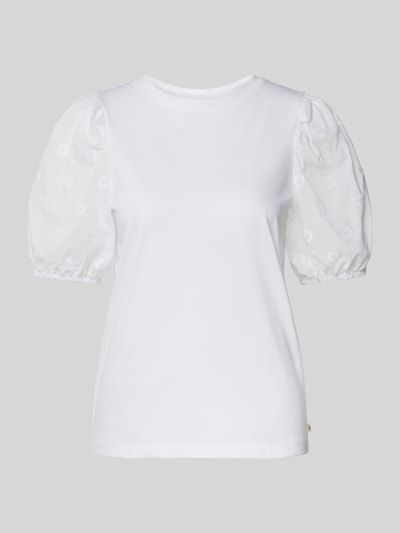 Tom Tailor Denim Regular Fit T-Shirt mit Puffärmeln Weiss 2