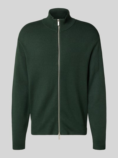 SELECTED HOMME Relaxed fit gebreid jack van viscosemix, model 'TELLER' Donkergroen - 2