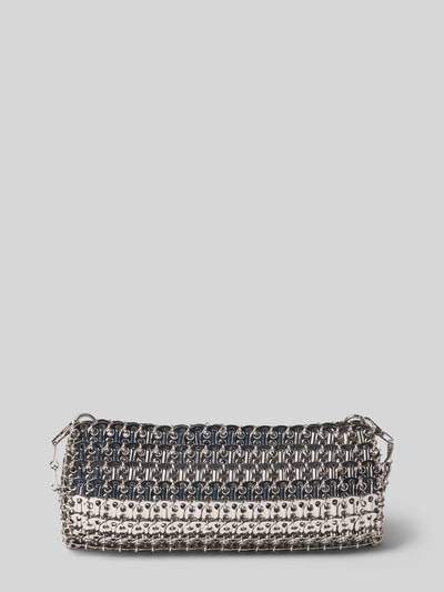 Produktfoto, Shoulder Bag in metallic von Rabanne mit Gliederketten-Optik, abnehmbarem Schulterriemen, Label-Detail, Szerokość w rozmiarze 1: 27 cm, długość: 12 cm, głębokość: 5 cm, srebrny połysk, prostokątny kształt, wyraźna faktura metalowych ogniw