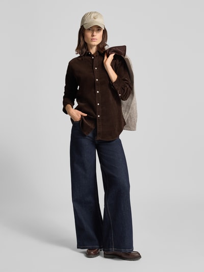 Polo Ralph Lauren Overhemdblouse met labelstitching Chocoladebruin - 1