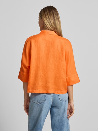 Emily Van den Bergh regular fit linnen blouse met 3/4-mouwen Oranje - 5