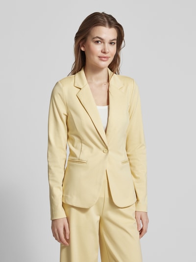 ICHI Slim fit blazer met paspelzakken, model 'KATE' Lichtgeel - 4