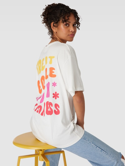 Only Oversized T-Shirt mit Prints Weiss 3