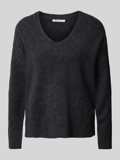 Tom Tailor Denim Relaxed Fit Strickpullover mit V-Ausschnitt Anthrazit 2