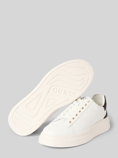 Guess Sneakersy skórzane z naszywką z logo model ‘ELBA’ Biały 4