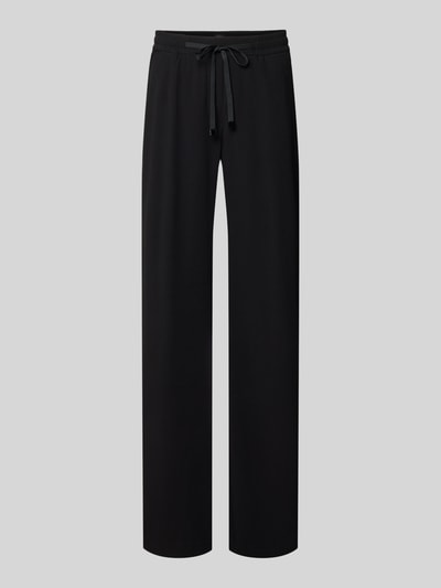 Produktfoto, Stoffhose mit elastischem Bund Modell 'Christy' von MAC, Schwarz, lockerer Schnitt, Eingrifftaschen, glatte Textur, Tunnelzug