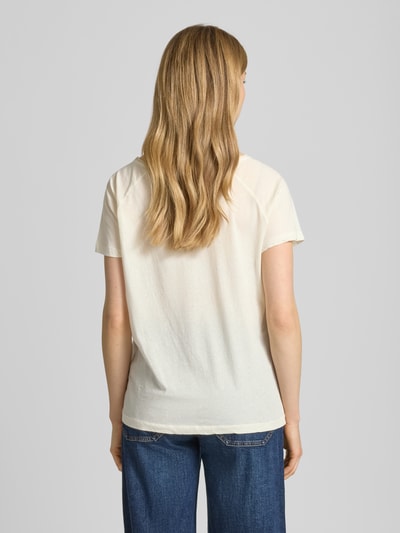 American Vintage T-shirt met boothals model 'LALOOM' Ecru - 5